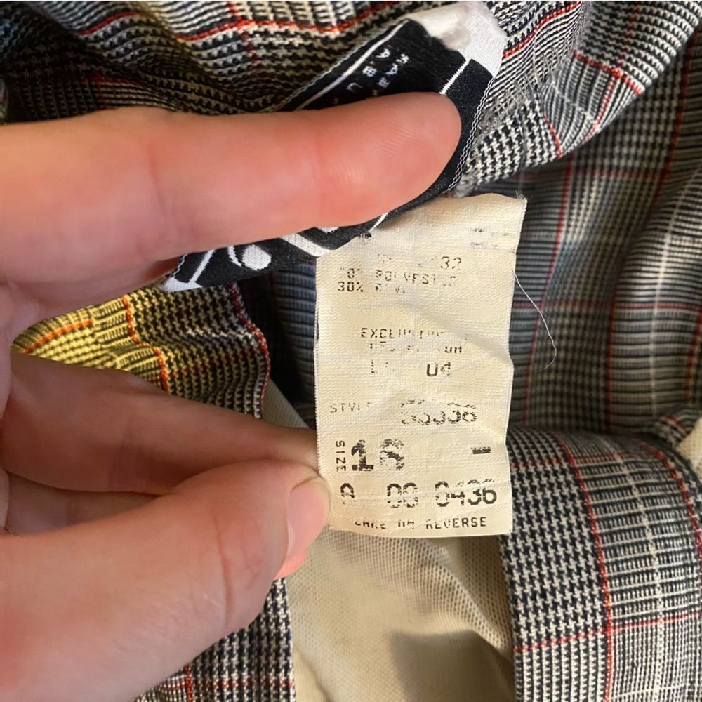 Vintage Plaid Gray and Red Straight Leg Pants - Picture 5 of 6